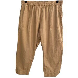 Pact The Harbour Relaxed Organic Cotton Hemp Crop Pants Tan Coastal Pull-On-XXL